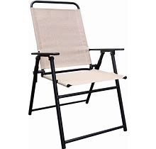 Living Accents Black Steel Powder Coated Frame Tan Cushion Sling Chair 250 Lbs.