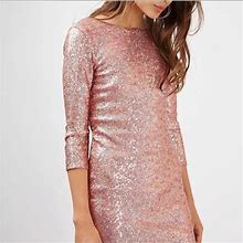 Topshop Dresses | Pink Sequin Long Sleeve Mini Dress | Color: Pink | Size: 4