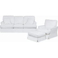 Sunset Trading Ariana White 3 Piece Slipcovered Living Room Set