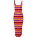 Carolina Herrera - Striped Knitted Midi Dress - Women - Viscose - S - Pink