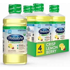 Pedialyte Organic Electrolyte Solution, Crisp Lemon Berry, 33.8 Fl. Oz (Pack Of 4)