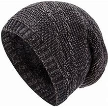 Ogiraw Winter Hat Womens Mens Two Tone Twill Knit Pile Hat Winter Warm Hat Trendy Unisex Pullover Hat Men Beanie Hats For Women Black M