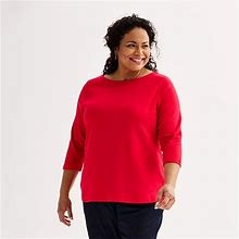 Plus Size Croft & Barrow® Boatneck Top, Women's, Size: 4XL, Med Red