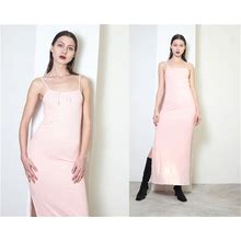 Y2k Baby Pink Knit Maxi Dress