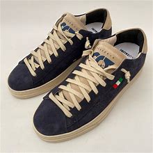 P448 Shoes | P448 Made In Italy Blue Suede Leather Low Top Sneakers Trainers Womens 8 / 38 | Color: Blue | Size: 8