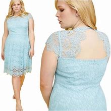 Lane Bryant Dresses | Lane Bryant Cutout Lace Fit & Flare Dress | Color: Blue | Size: 28