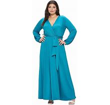 Plus Size Espinoza Surplice Maxi Dress, Women's, Size: 1XL, Brt Blue