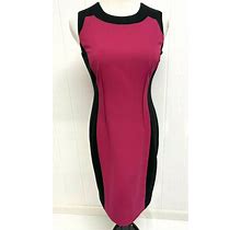 Calvin Klein Women's Dress Shift Fuchsia Sleeveless Zip Back Size 4