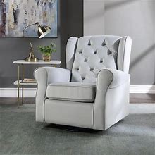 Modern Home Swivel Chair Removable Cushion Cover And Button Tufted On Back Cushion Recliners With Glider & Metal Base Leg - Gray