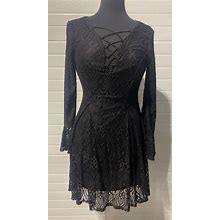 Womens Venus Black Lacy Dress Size Small S - Knee Length Summer Cocktail Gothic