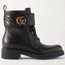 Gucci Marmont Logo-Embellished Leather Ankle Boots - Women - Black Boots - IT37.5