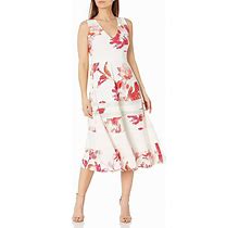 Taylor Dress Women's Petite Sleeveless V-Neck Floral Print Midi 2P