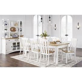 Ashley Ashbryn White And Natural Dining Room Set, Beige/White Transitional Sets From Coleman Furniture