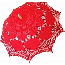 AEAOA Handmade Red Lace Parasol Umbrella Wedding Bridal 30 Inch Adult Size