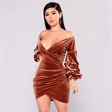 Fashion Nova Dresses | Blair Velvet Dress - Rust | Color: Orange | Size: 1X