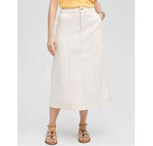 Women's Seeded Denim Midi Skirt In White Size 12 | Chico's