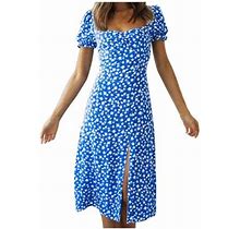 Bigersell Button-Down Dress For Women Fashion Casual Comfy Bandage Print Bohemian V-Neck Short Sleeve Dress Dresses For Female 2023 Women Fit & Flare
