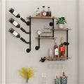 Wall Bar Shelves Industrial Pipe Shelving With 4 Stem Glass Holder, 4-Tiers Rustic Floating Wine Rack Wall Mounted Bar Liquor Shelf, 42 in Hanging