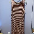Old Navy Dresses | Copper Brown And Cream Striped Sleeveless Dress - Size 2X | Color: Brown/White | Size: 2X