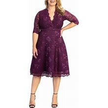Women's Plus Size Mademoiselle Lace Cocktail Dress With Sleeves - Berry Bliss