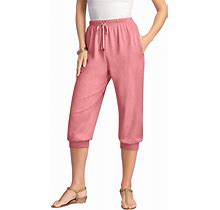 Plus Size Women's Drawstring Soft Knit Capri Pant By Roaman's In Desert Rose (Size 1X)