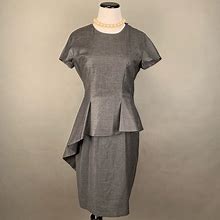 Gray Pleated Back Slim Dress S | Color: Black/Gray | Size: S