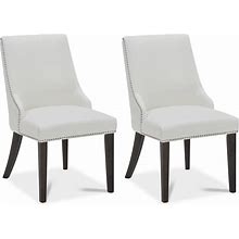 CHITA Farmhouse Dining Chairs With Nailhead Trim, Faux Leather High Back Upholstered Chairs, Dining Room Chairs Set Of 2,White