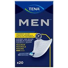 Tena Men Maximum Disposable -Absorbent Bladder Control Pad For Adults, 8 In., 20 Count, 1 Pack