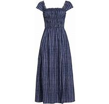 Altuzarra Women's Lily Cotton-Blend Stripe Midi-Dress - Eventide - Size 6