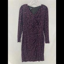 Talbots Dresses | Nwt Talbots Wrap Dress Womens Small Purple Velvet Cheetah Lined Long Sleeve | Color: Purple | Size: S