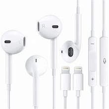 2 Pack Apple Earbuds For iPhone,wired Headphones With Lightning Connector Apple Mfi Certified Noise Isolating Earphones For iPhone 14/14 Pro/13/12