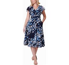 Jessica Howard Women's Floral-Print Empire-Waist Dress - Nvy Blue - Size 6