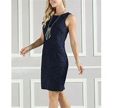 Suzanne Betro Navy Blue Lace-Accent Sheath Dress - - Sizes M, L & Xl -
