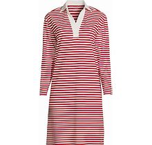 Lands' End Women's Long Sleeve Super T Polo Dress - - - Red Large