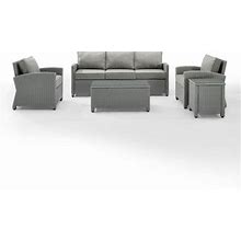 Crosley Bradenton 5 Piece Wicker Patio Sofa Set In Gray