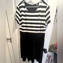 Loft Dresses | Womens Dress Loft Plus Dress Striped Size 16 | Color: Black/White | Size: 16