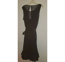 Jessica Howard Black Slip Dress With Printed Sheer Belted Overlay