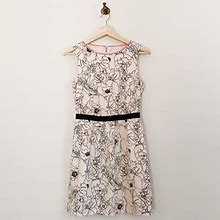 Loft Dresses | Ann Taylor Loft Blush Floral Outline Dress | Color: Black/Pink | Size: S Petite