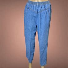Lady Blair Jeans | Vintage Lady Blair Women Mom Jeans Sz 10 Sky Blue High Waist Elastic Loose Fit | Color: Blue | Size: 10