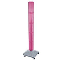 Azar Displays 700226-Pnk Pink Four-Sided Pegboard Tower Floor Display On Revolving Wheeled Base. Spinner Rack Tower. Panel Size: 4"W X 60"H