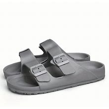 Men's Lace Free Slide Sandals - Casual Walking Shoes With Double Adjustable Buckle Straps