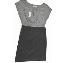 Ann Taylor Loft Dress Woman's Size 4 4P Petite Grey Black Knee Length
