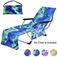 Beach Chair Towel With Side Pockets,Microfiber Chaise Lounge Chair Towel Covers For Sun Lounger Pool Sunbathing Beach Hotel Vacation,Easy To Carry Around,No Sliding,Tie-Dye Green(82.5" X 29.5")