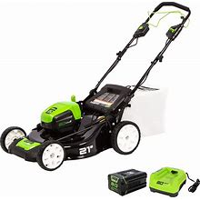 Greenworks 80-Volt Max 21-In Cordless Self-Propelled Lawn Mower 5 Ah (1 Battery And Charger Included) | MO80L510