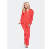 White Mark Women's Red Long Sleeve Pajama Set - - Small