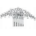Mariell Silver Rhinestone Crystal Vine Bridal Comb, Wedding Or Prom Hair Comb Accessory For Women, Brides