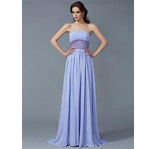 Lilac Prom Dress Strapless Sleeveless A-Line Chiffon Long 2024