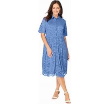 Plus Size Women's Lace Shirtdress By Jessica London In French Blue (Size 26 W)