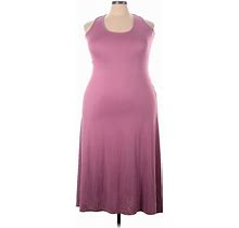Doublju Casual Dress - Midi Scoop Neck Sleeveless: Purple Print Dresses - Women's Size 3X