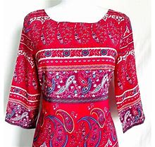 Old Navy Hot Pink And Multicolor Paisley Shift Dress XS TP XP Zip Back Lined